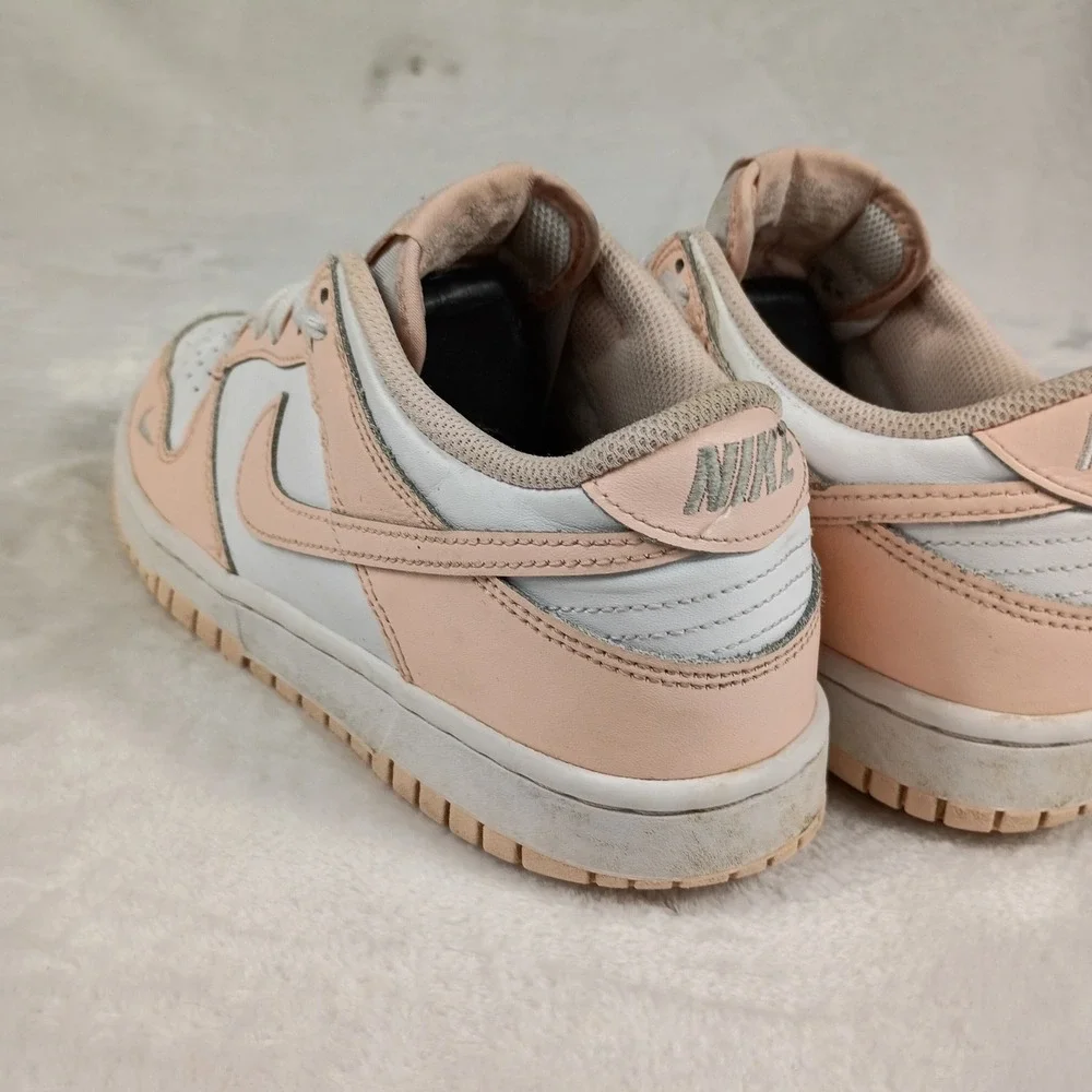 Nike Dunk Low Sneakers Youth 6Y Pink  Leather Low Top Lace Up‎ Shoes